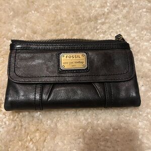 Fossil Black Leather Women's Clutch